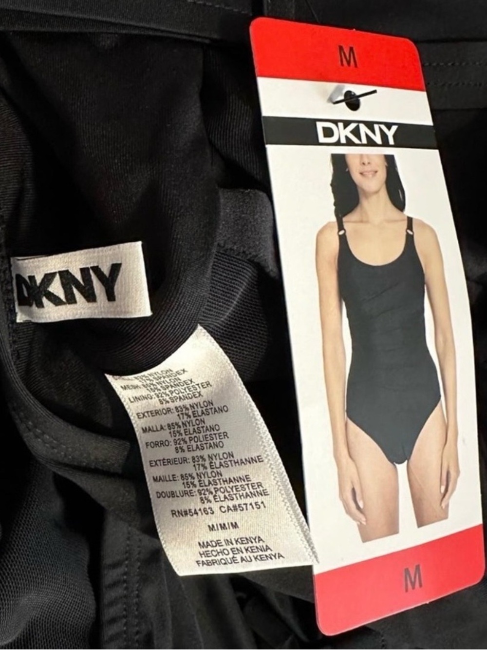 DKNY Women One Piece Swimwuit with Tummy Control Medium Black NWT - Picture 6 of 11